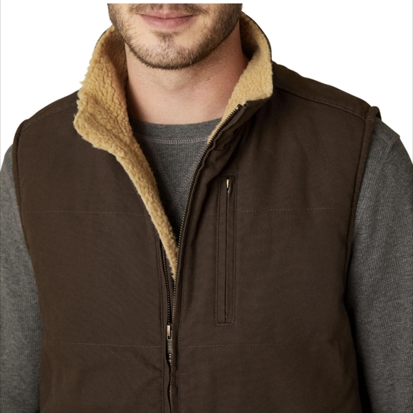 Lee Premium Men's Sherpa Lined Full Zip Canvas The Workwear Vest - Picture 6 of 10